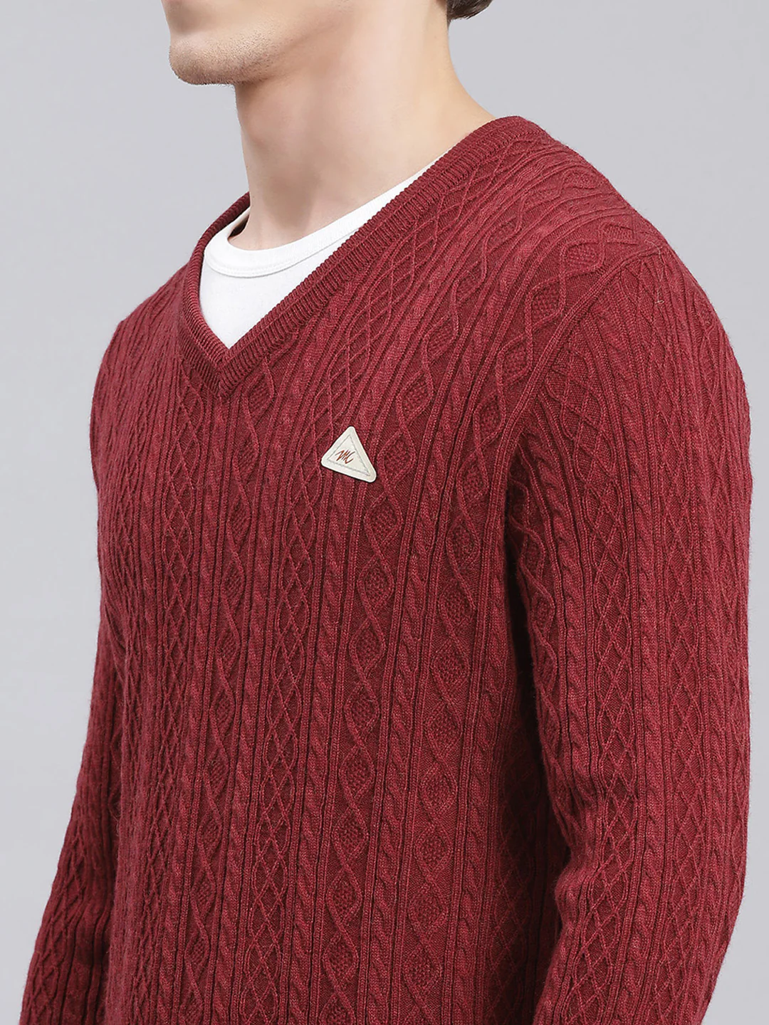 Men Maroon Self Design Wool blend Pullover - Image 6