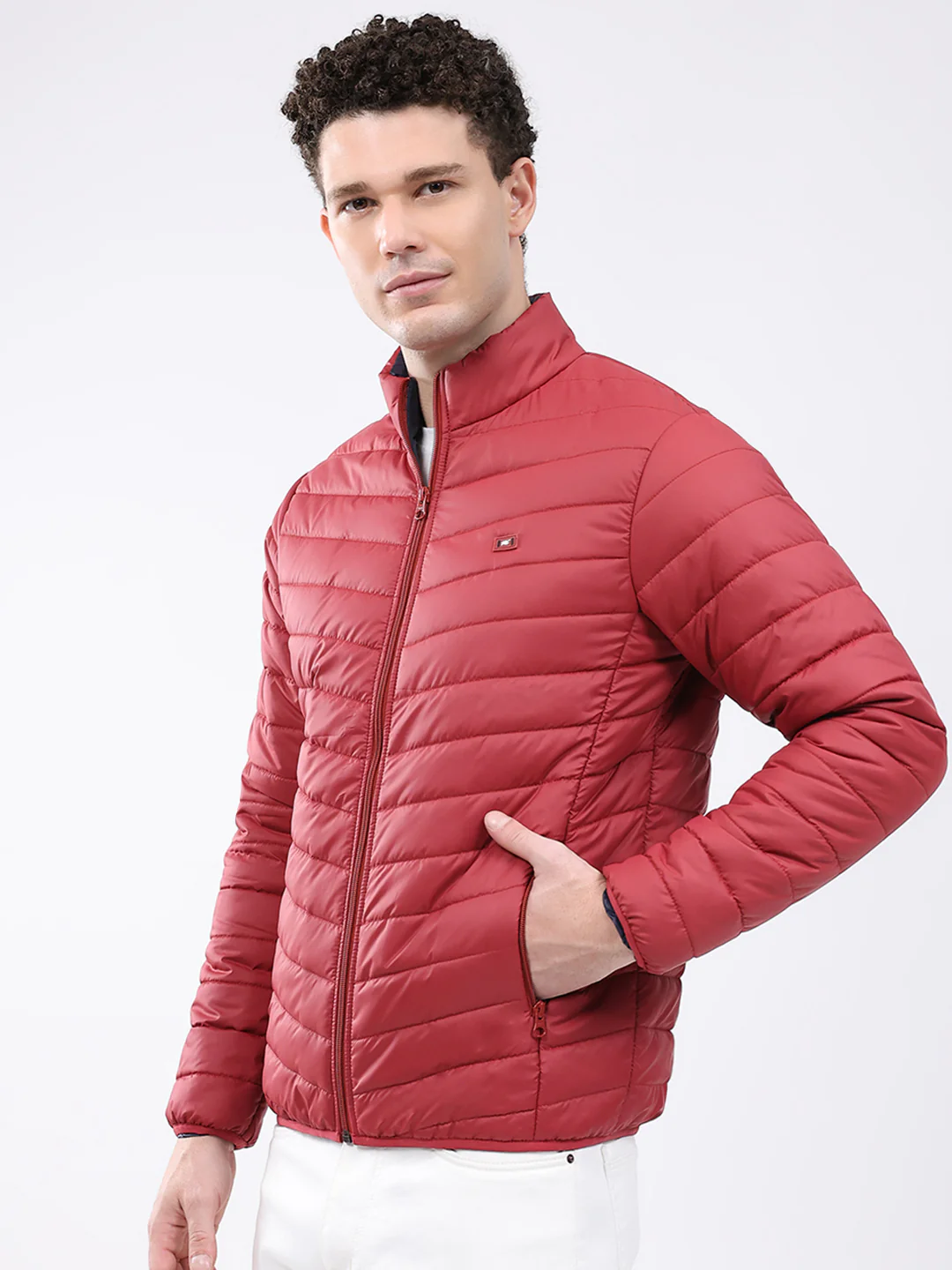 Men Maroon Solid Collar Full Sleeve Jacket - Image 3
