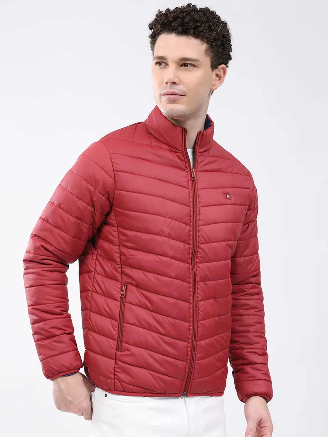 Men Maroon Solid Collar Full Sleeve Jacket - Image 4