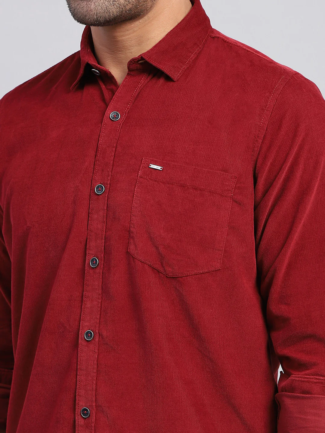 Men Maroon Solid Collar Full Sleeve Shirt - Image 6