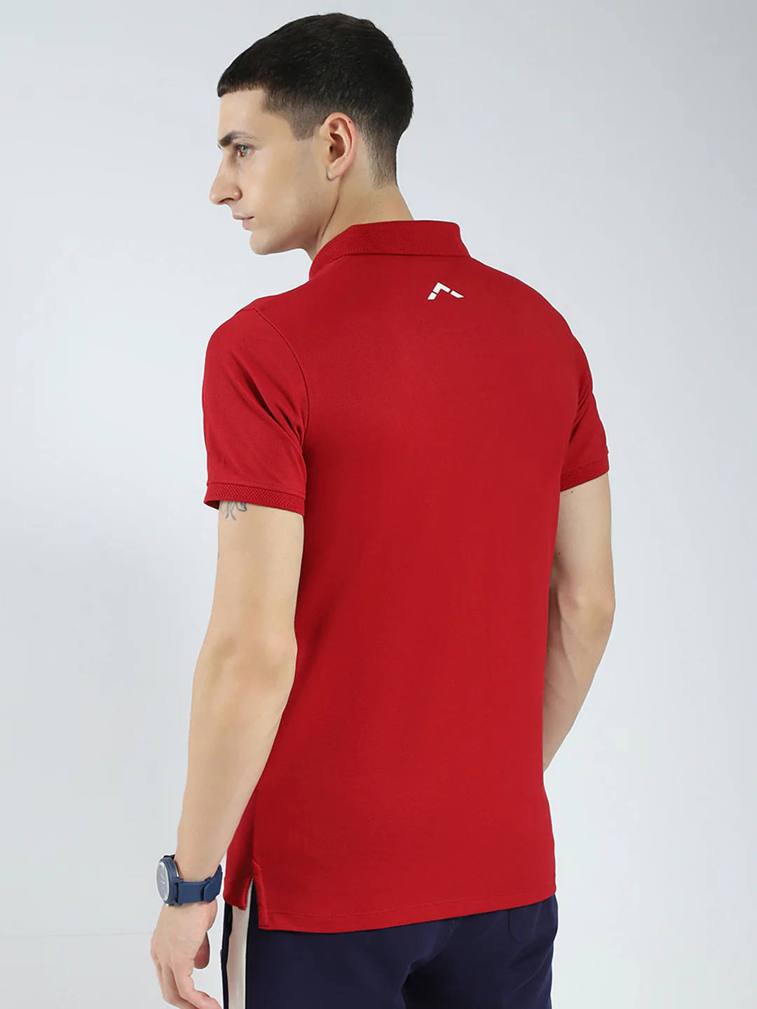 Rock.it Men Maroon Solid Collar Half Sleeve T-Shirt - Image 5