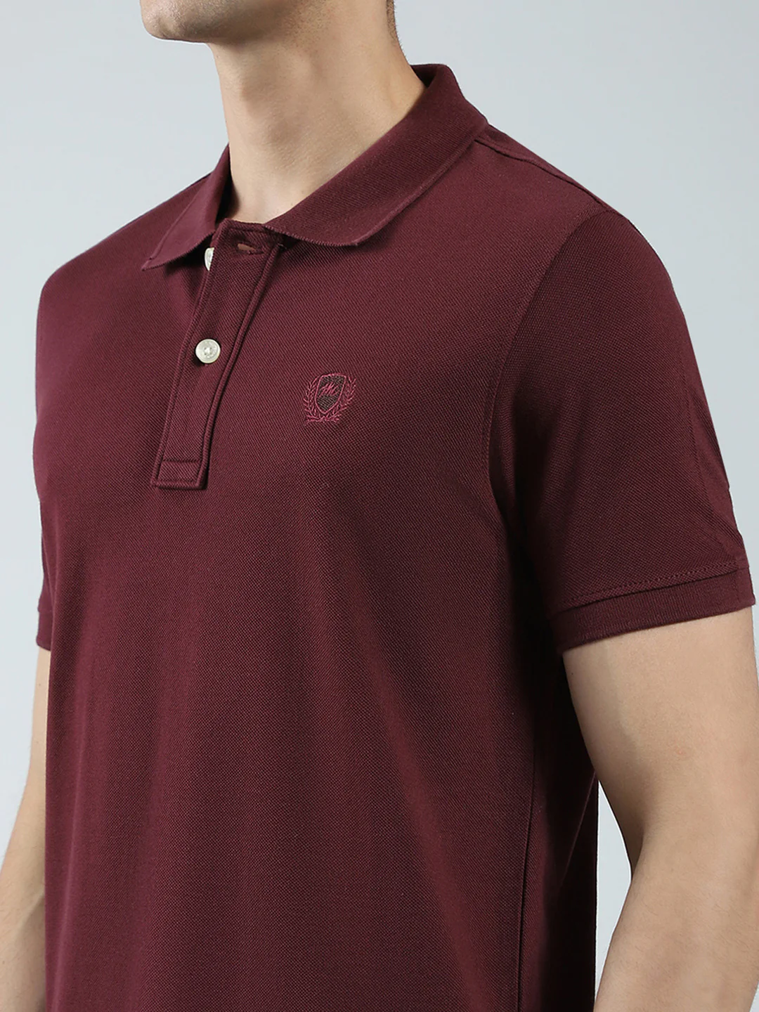Men Maroon Solid Collar Half Sleeve T-Shirt - Image 7