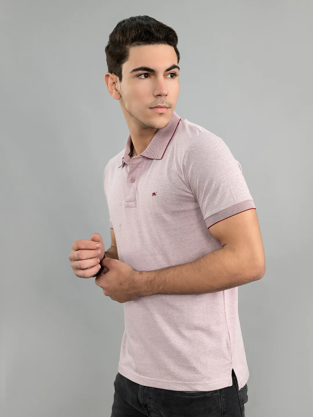 Men Maroon Solid Collar Half Sleeve T-Shirt - Image 3