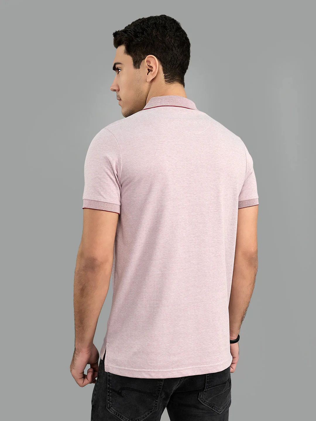 Men Maroon Solid Collar Half Sleeve T-Shirt - Image 4