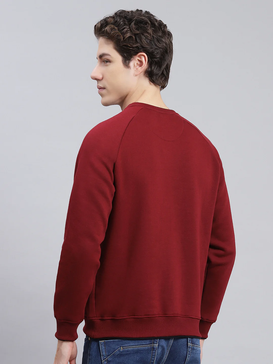 Men Maroon Solid Cotton Blend Sweatshirt - Image 5