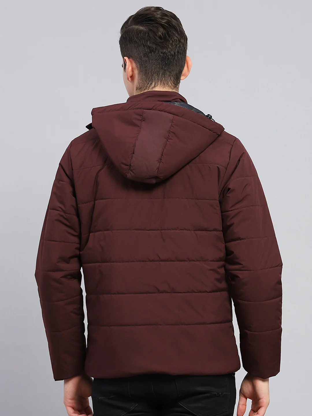 Men Maroon Solid Detachable Hood Full Sleeve Jacket - Image 5