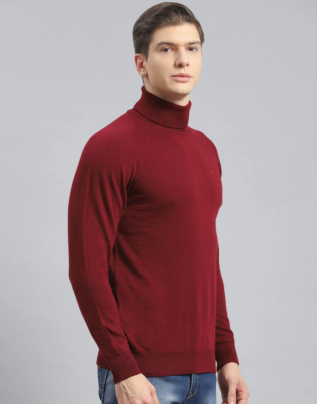 Men Maroon Solid H Neck Full Sleeve Pullover - Image 4