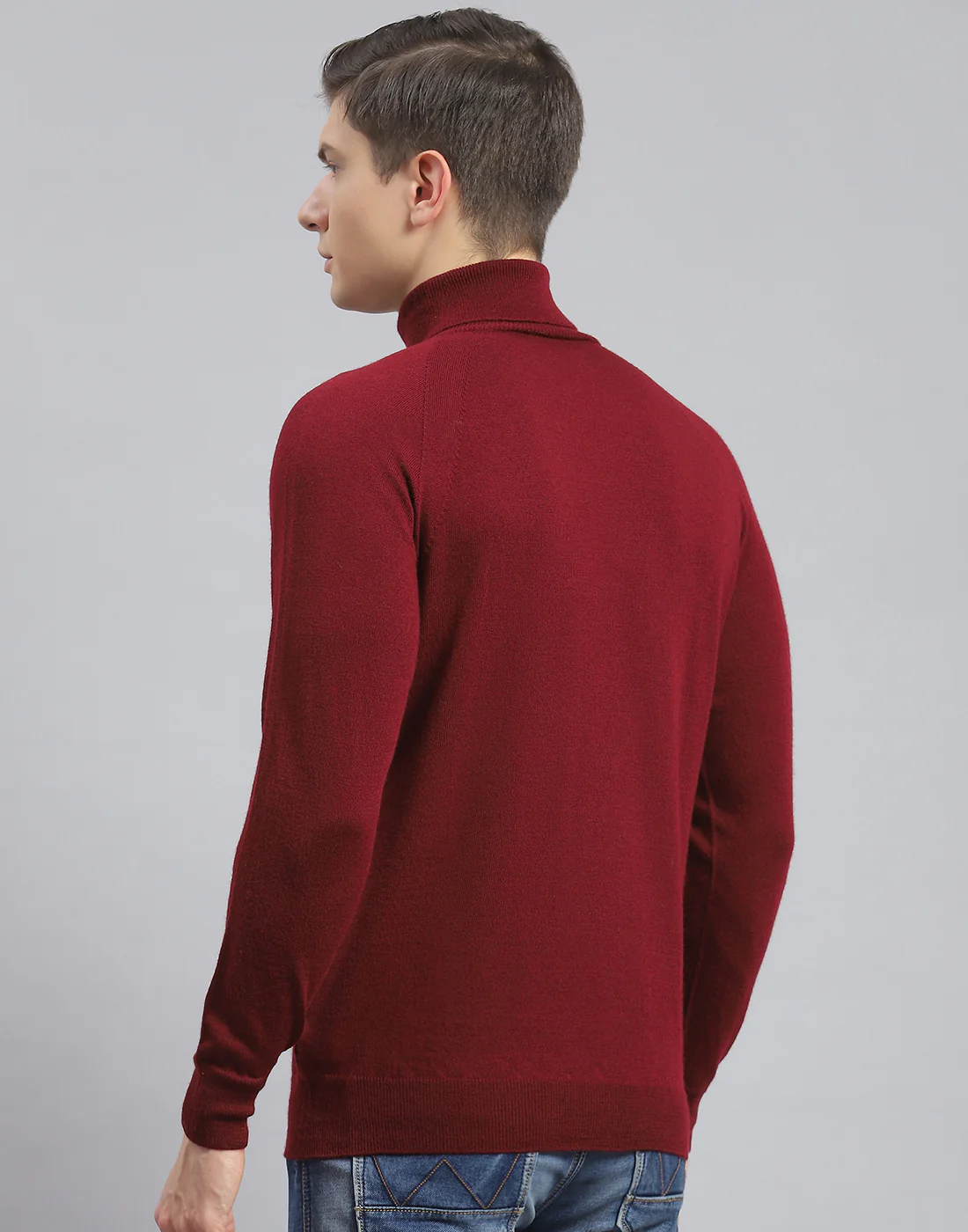 Men Maroon Solid H Neck Full Sleeve Pullover - Image 5
