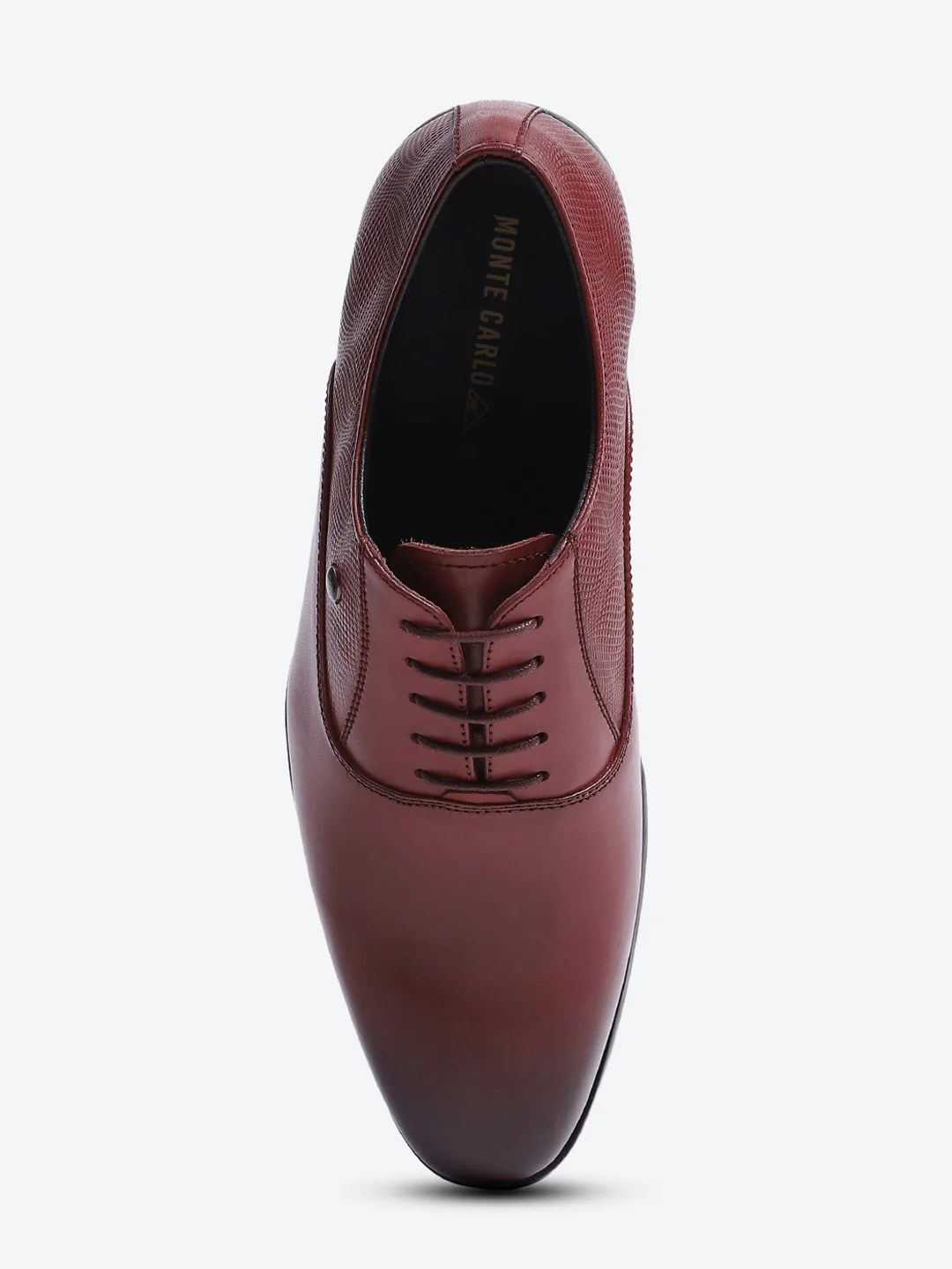 Men Maroon Solid Lace Up Genuine Leather Formal Oxfords - Image 5