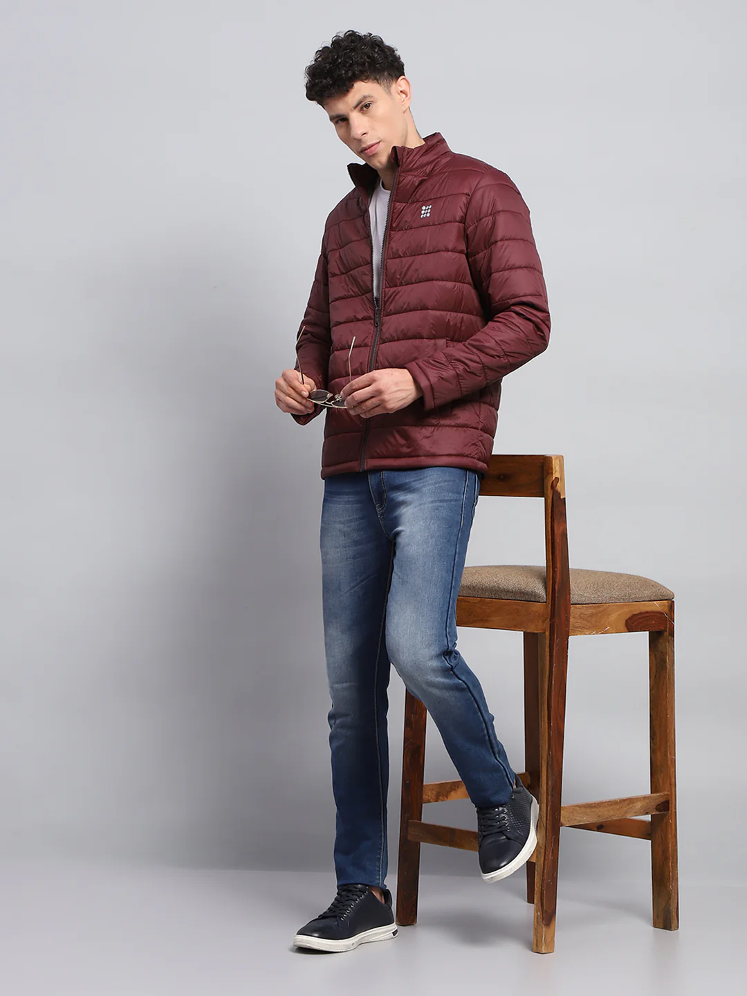 Rock.it Men Maroon Solid Mock Neck Full Sleeve Jacket - Image 3