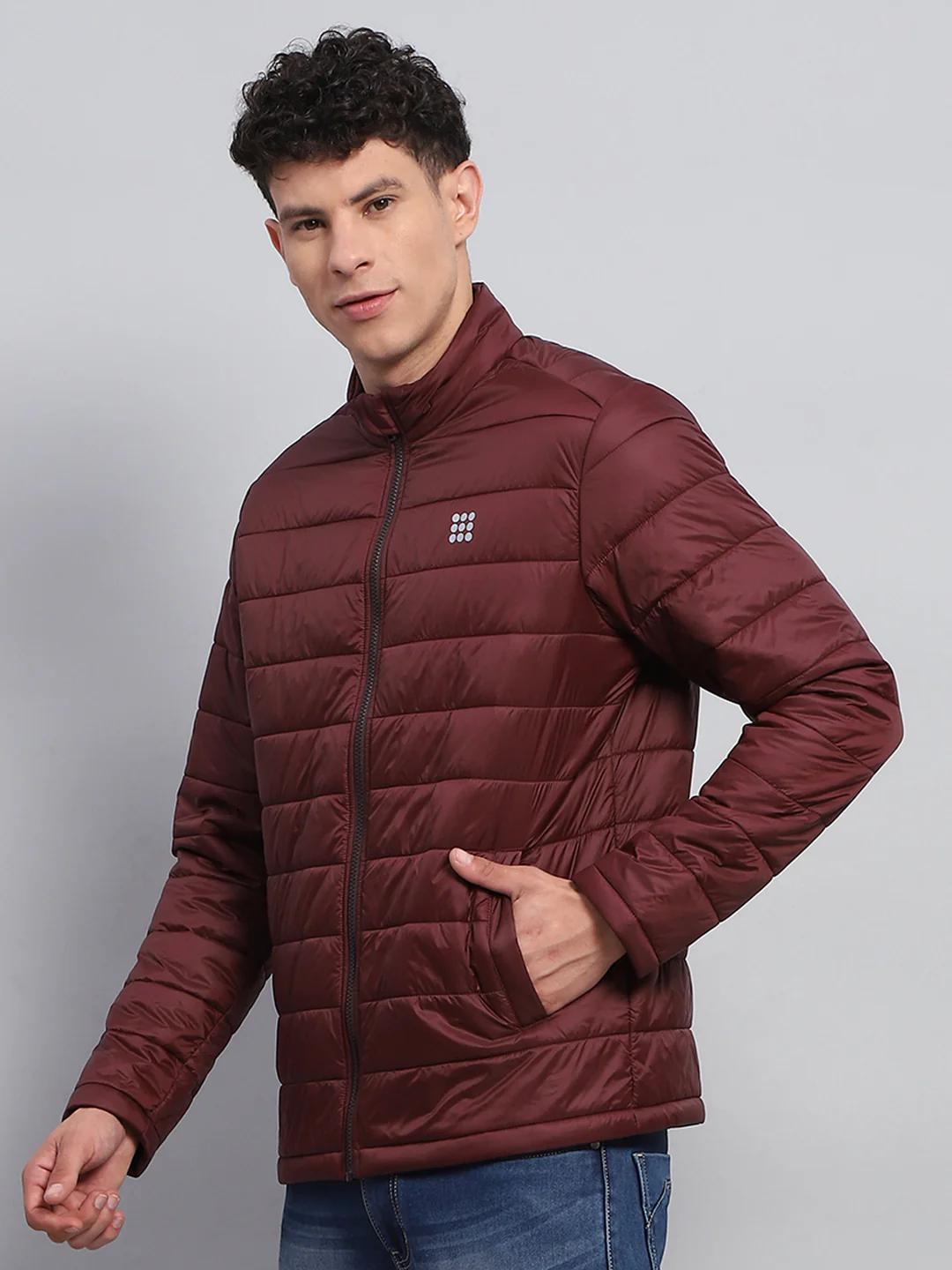Rock.it Men Maroon Solid Mock Neck Full Sleeve Jacket - Image 4