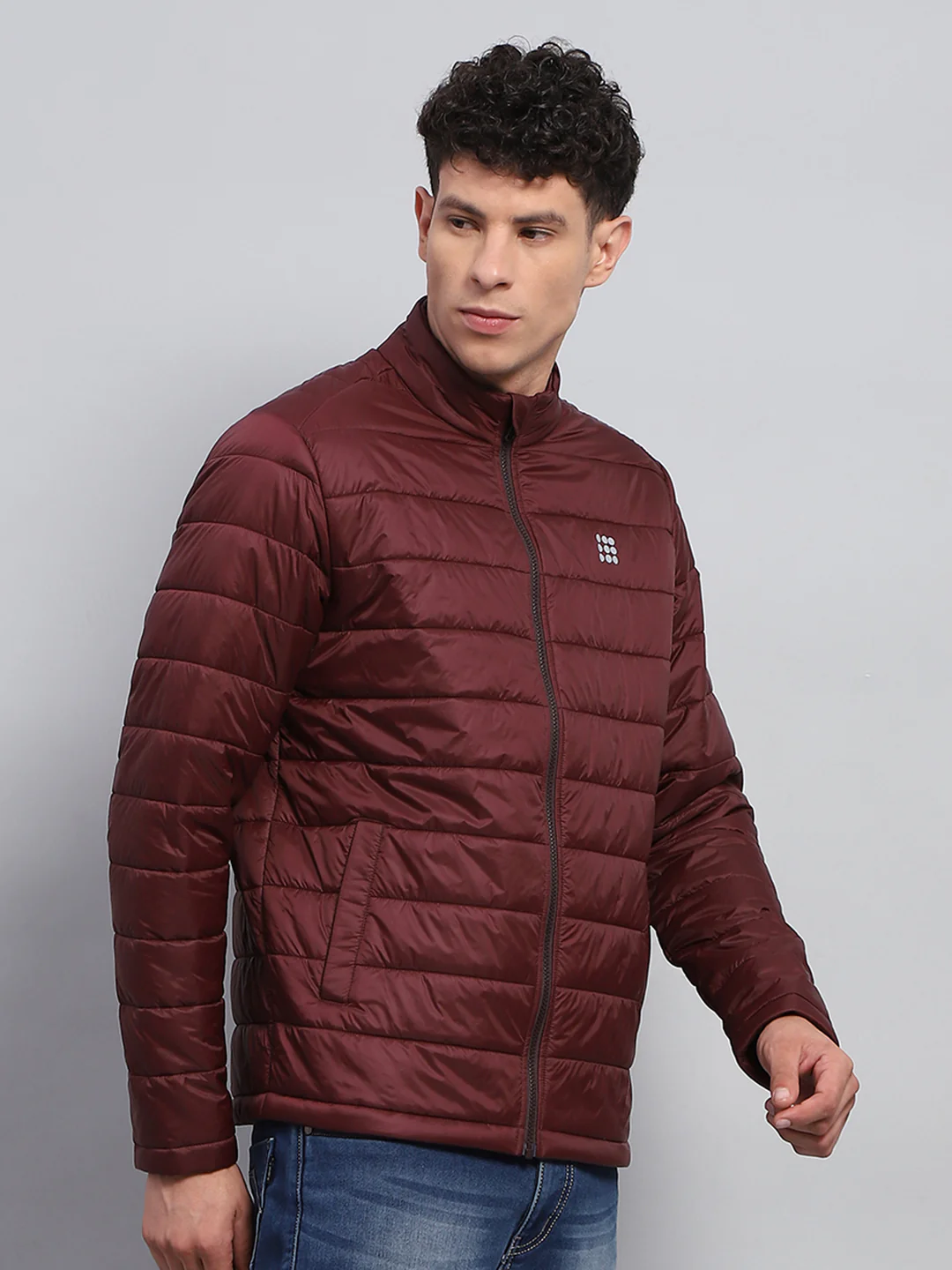 Rock.it Men Maroon Solid Mock Neck Full Sleeve Jacket - Image 5