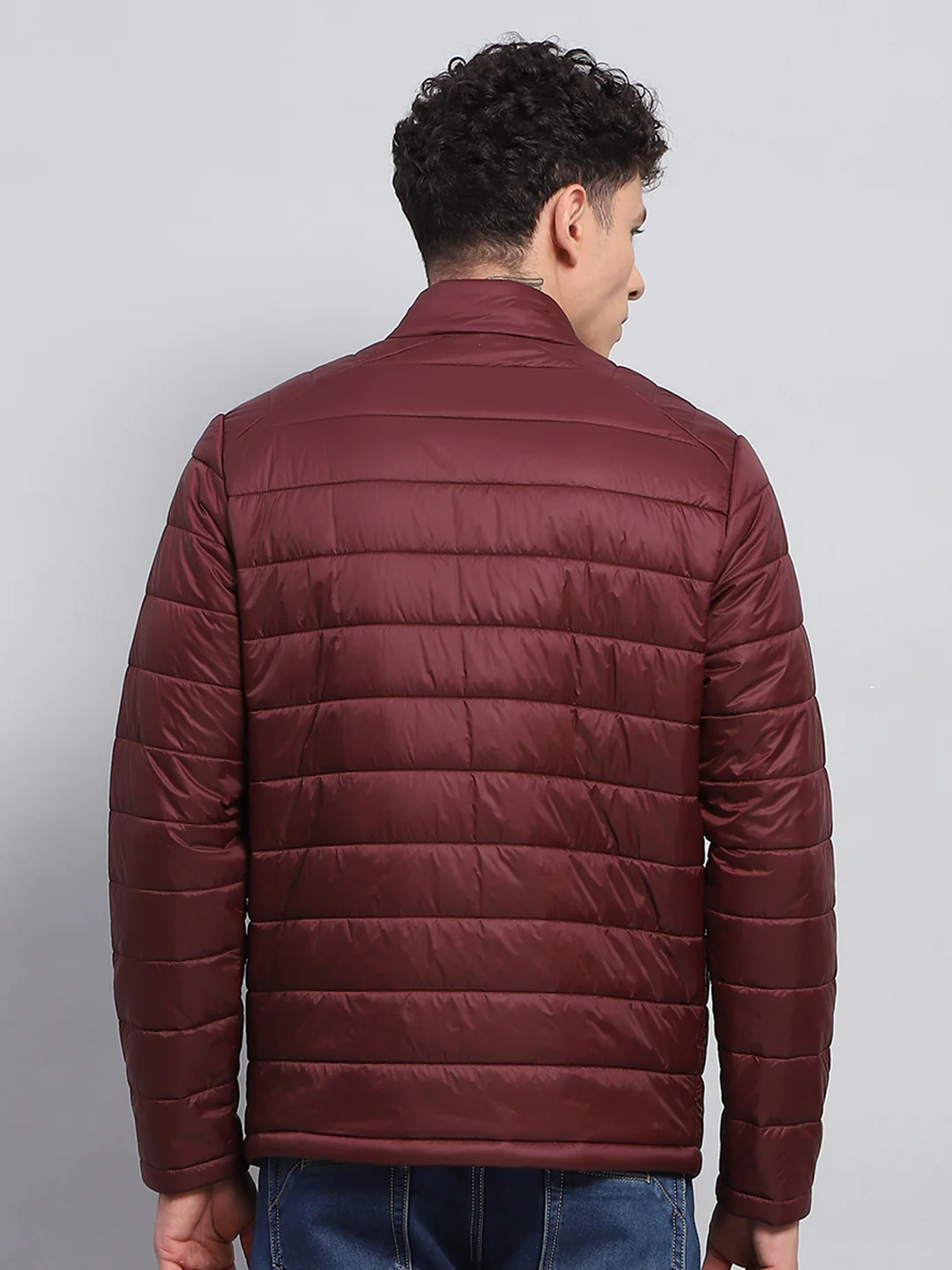 Rock.it Men Maroon Solid Mock Neck Full Sleeve Jacket - Image 6