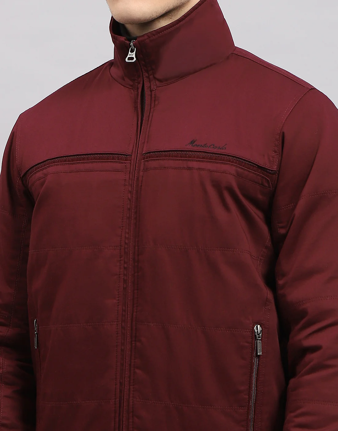 Men Maroon Solid Collar Full Sleeve Jacket - Image 7
