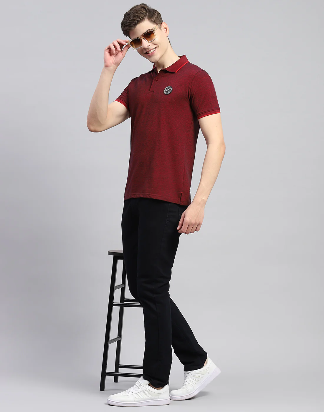 Rock.it Men Maroon Solid Polo Collar Half Sleeve T-Shirt - Image 2