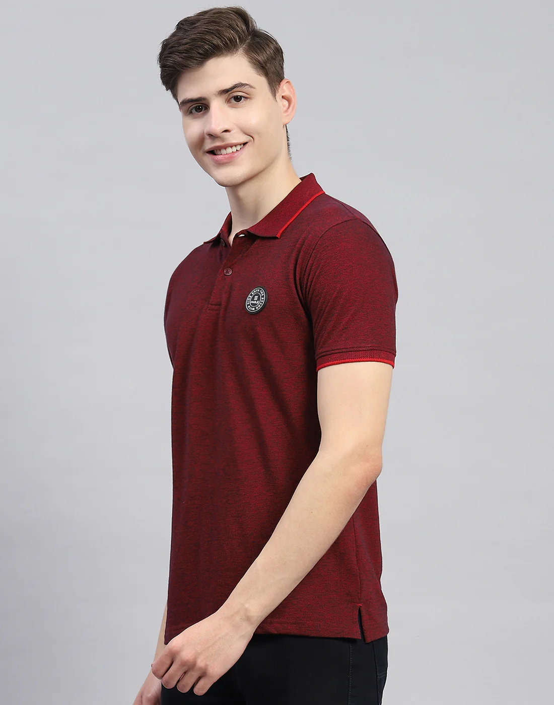 Rock.it Men Maroon Solid Polo Collar Half Sleeve T-Shirt - Image 3