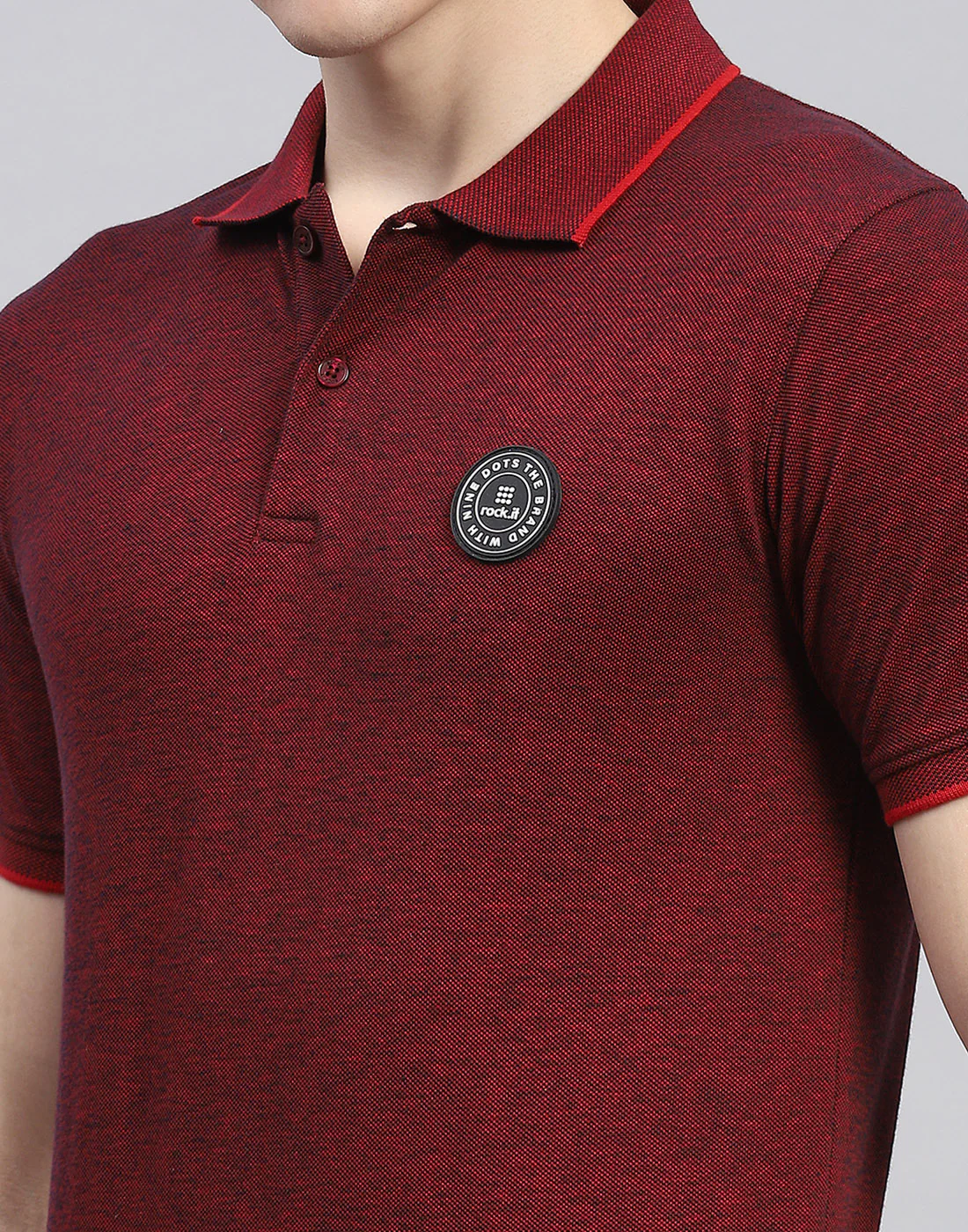 Rock.it Men Maroon Solid Polo Collar Half Sleeve T-Shirt - Image 6