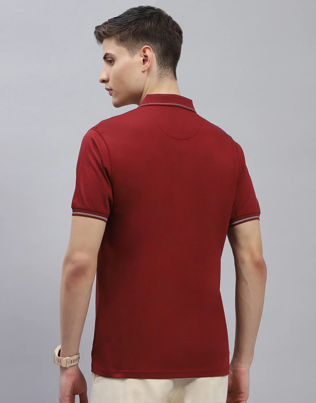Men Maroon Solid Polo Collar Half Sleeve T-Shirt - Image 5
