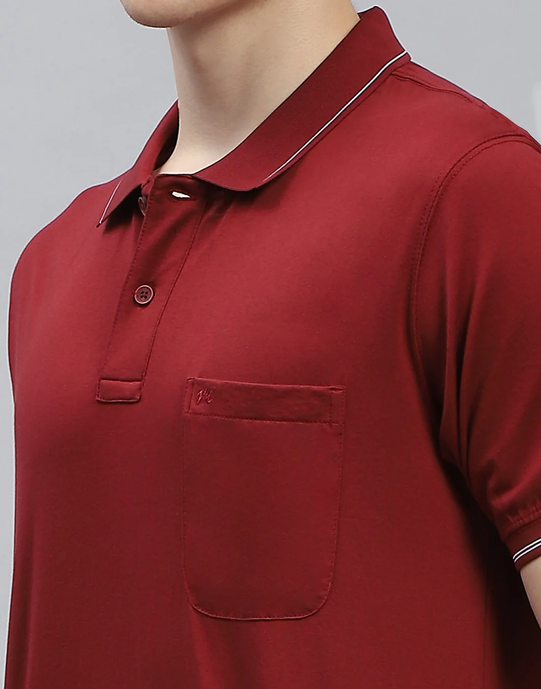 Men Maroon Solid Polo Collar Half Sleeve T-Shirt - Image 6