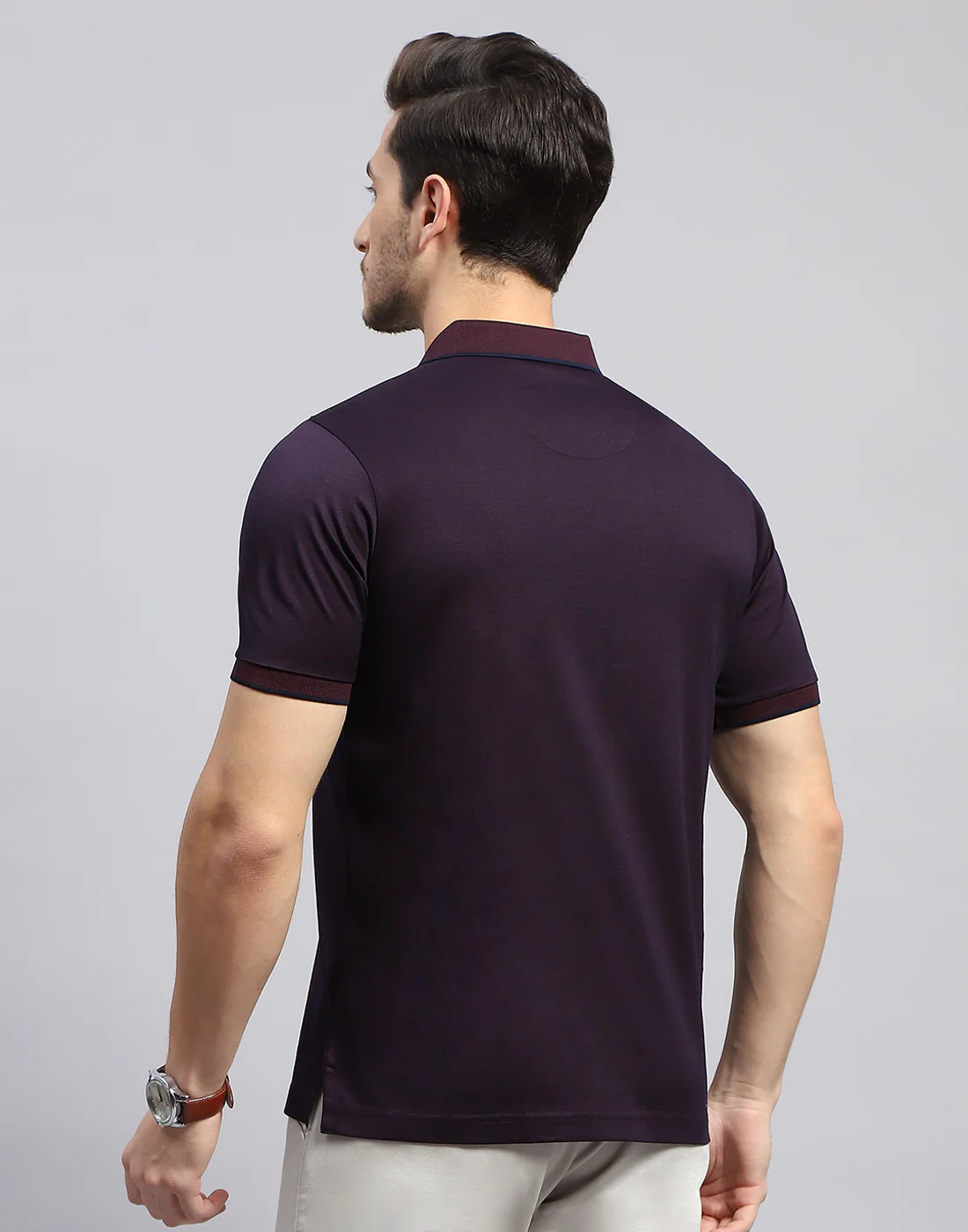 Men Maroon Solid Polo Collar Half Sleeve T-Shirt - Image 5