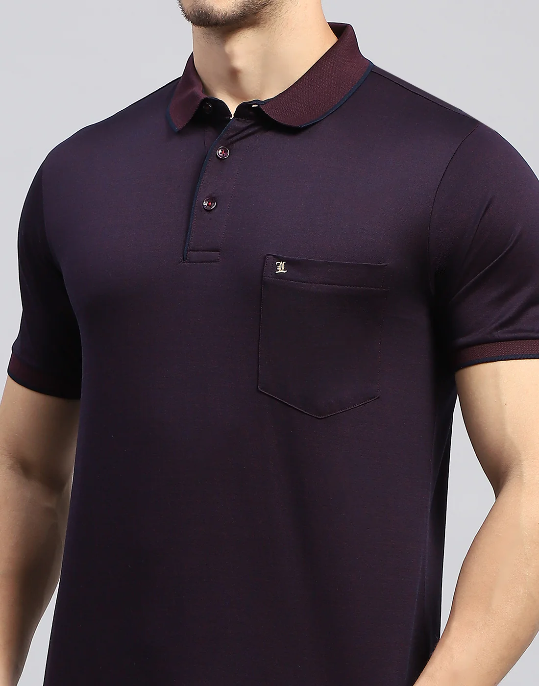 Men Maroon Solid Polo Collar Half Sleeve T-Shirt - Image 6