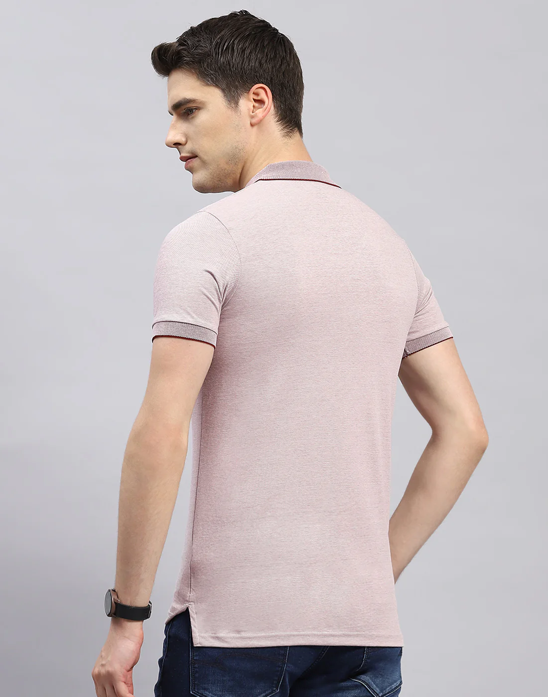 Men Maroon Solid Polo Collar Half Sleeve T-Shirt - Image 6
