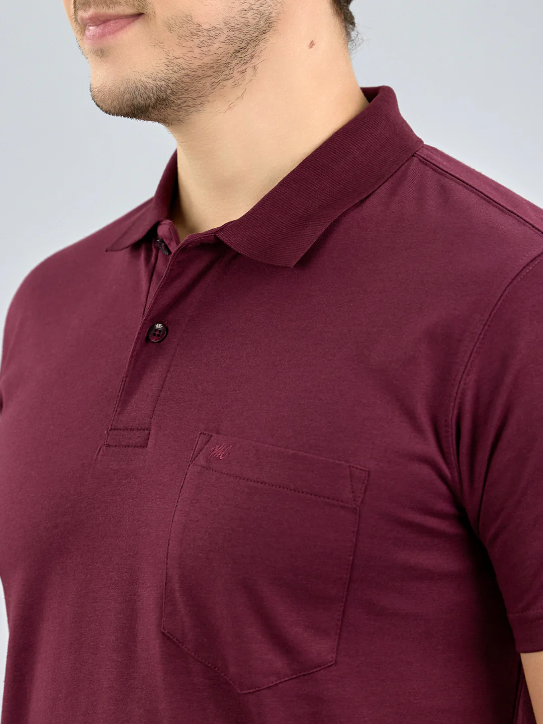 Men Maroon Solid Polo Collar Half Sleeve T-Shirt - Image 5