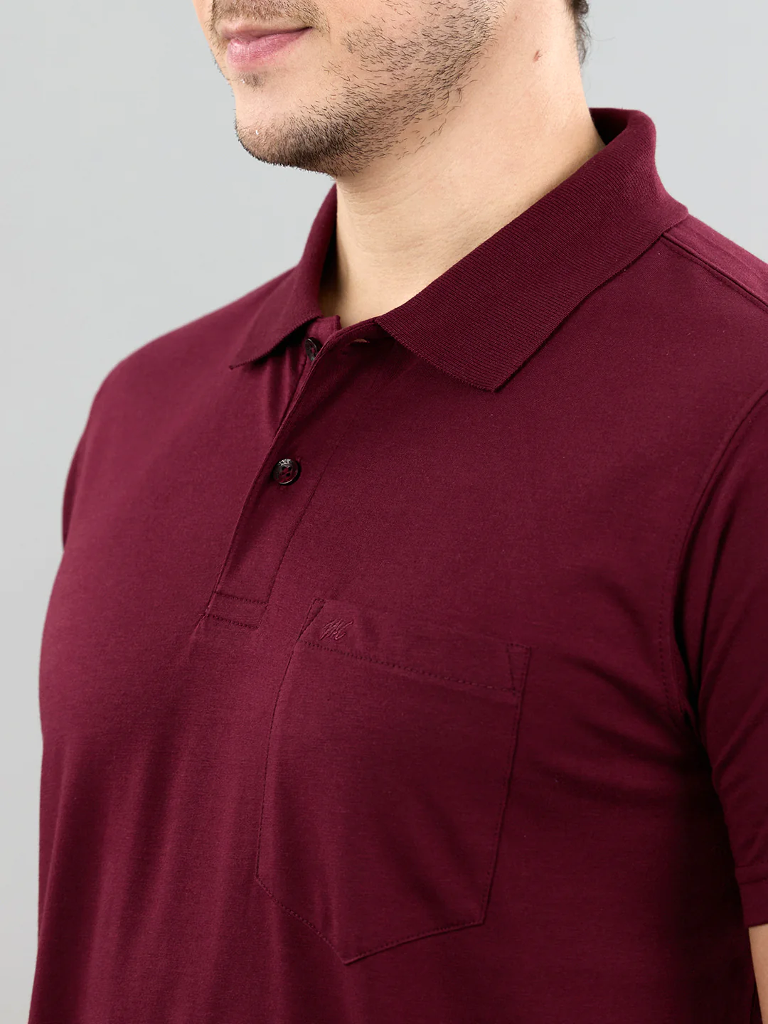Men Maroon Solid Polo Collar Half Sleeve T-Shirt - Image 4