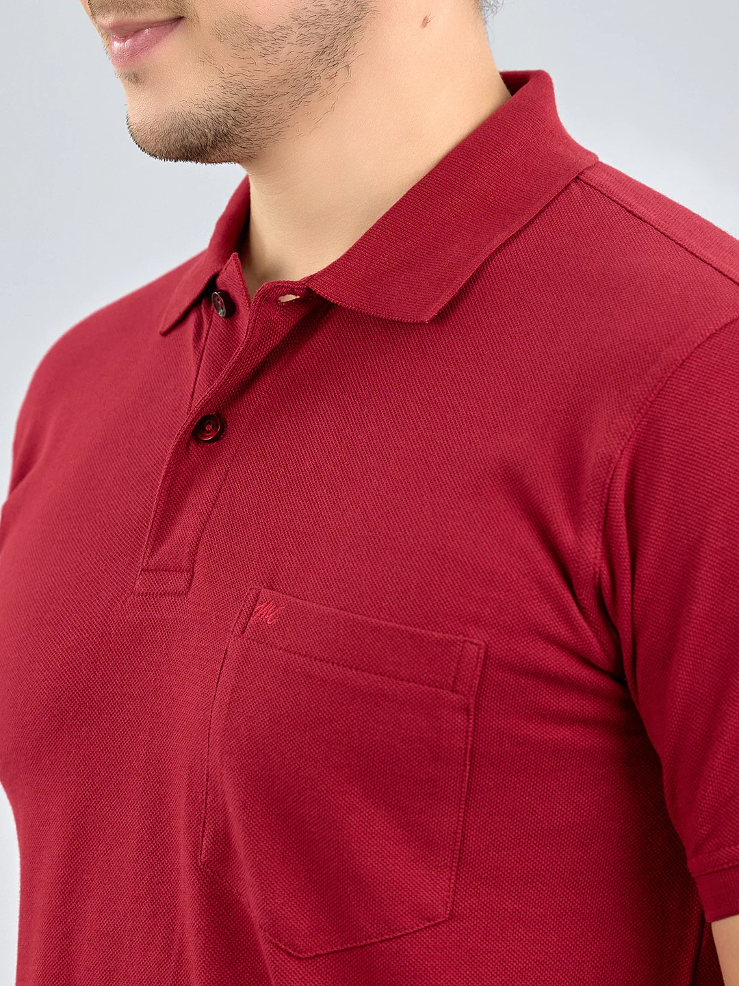 Men Maroon Solid Polo Collar Half Sleeve T-Shirt - Image 5