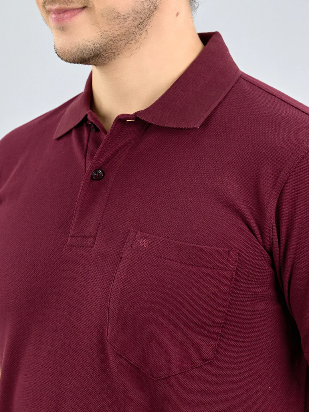 Men Maroon Solid Polo Collar Half Sleeve T-Shirt - Image 5