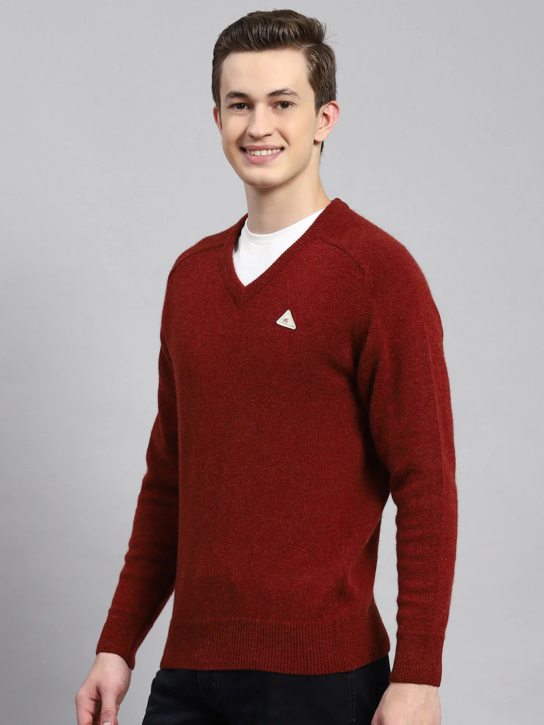 Men Maroon Solid Pullover - Image 4