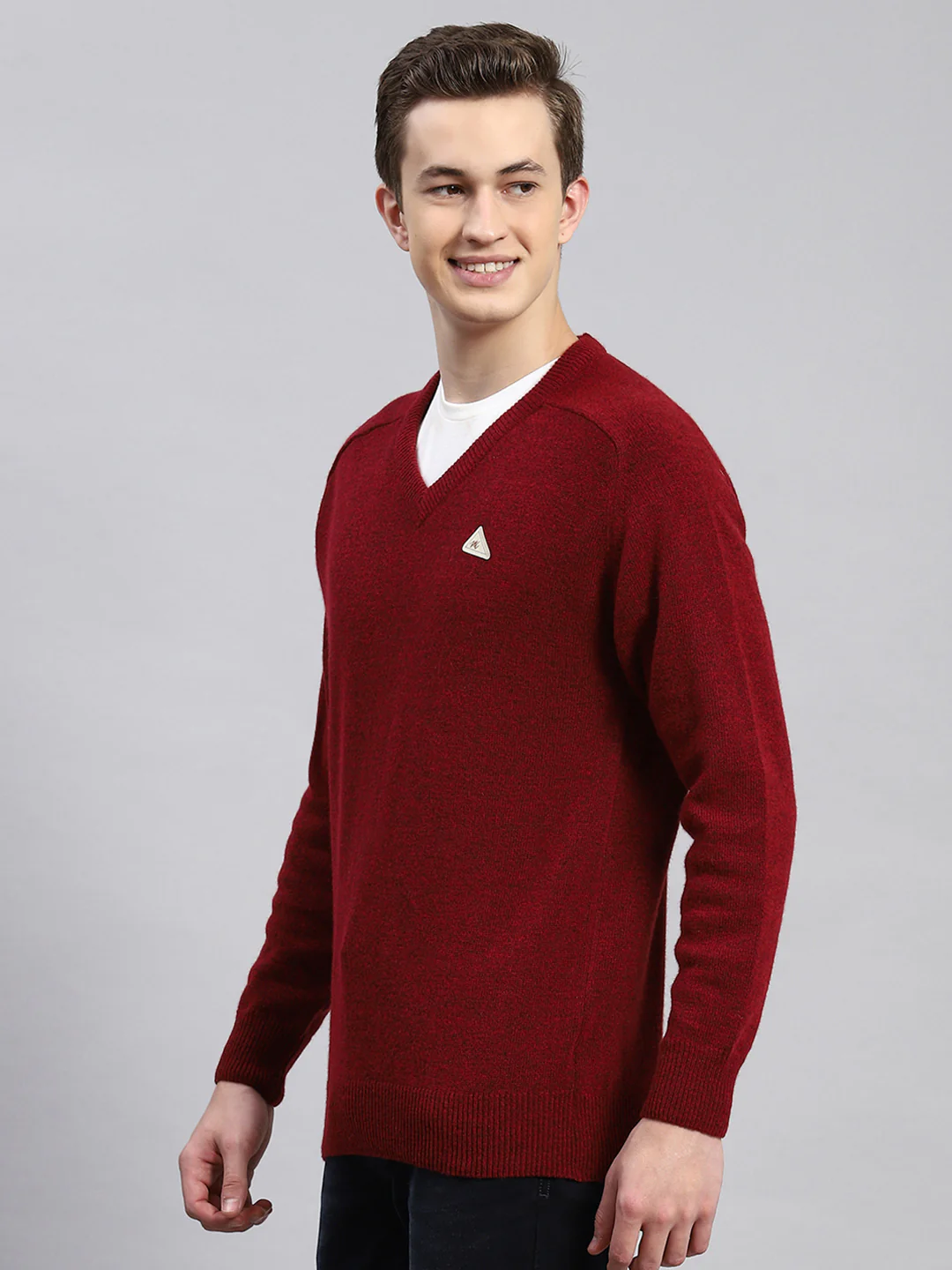 Men Maroon Solid Pullover - Image 4