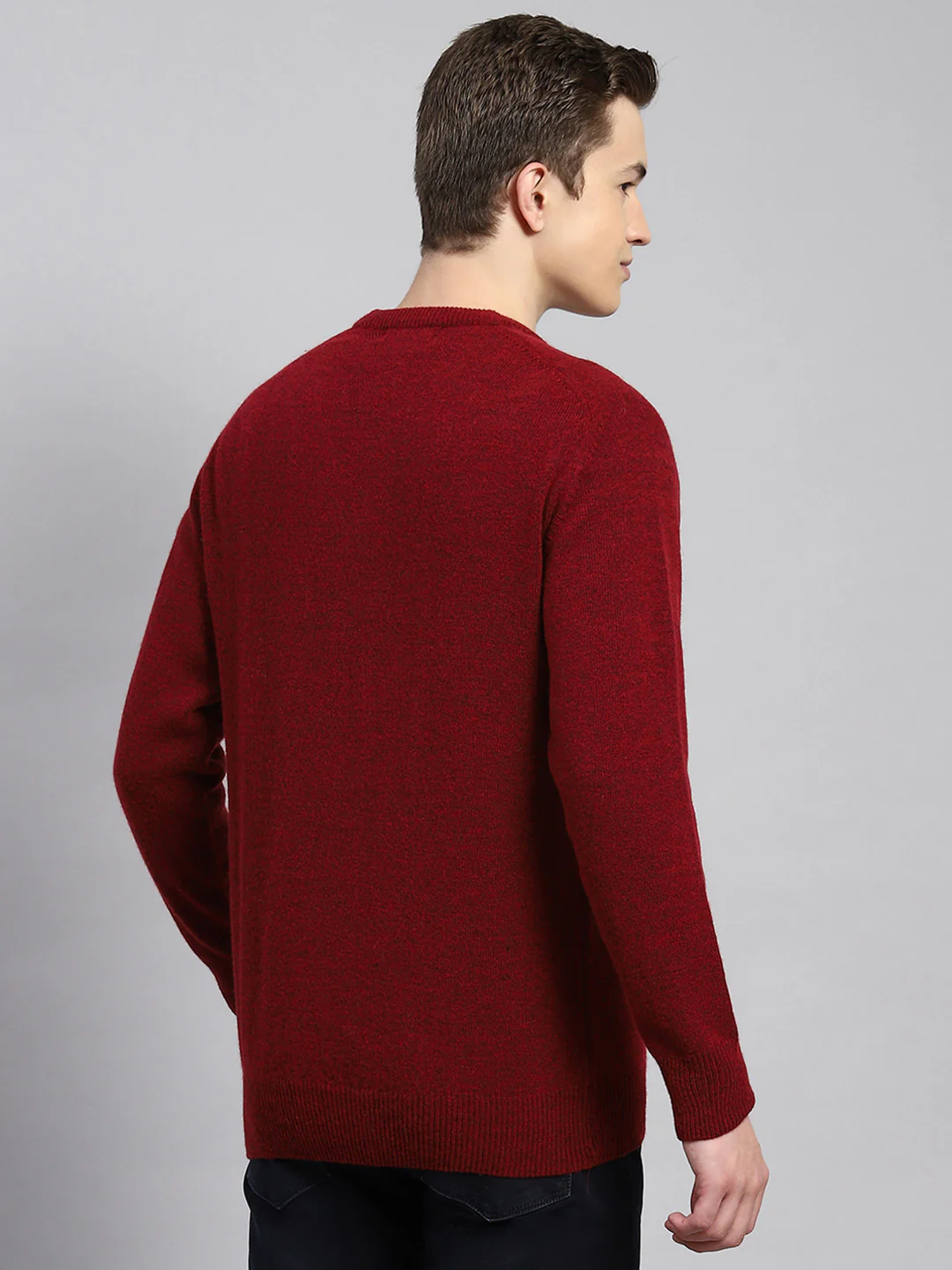 Men Maroon Solid Pullover - Image 5