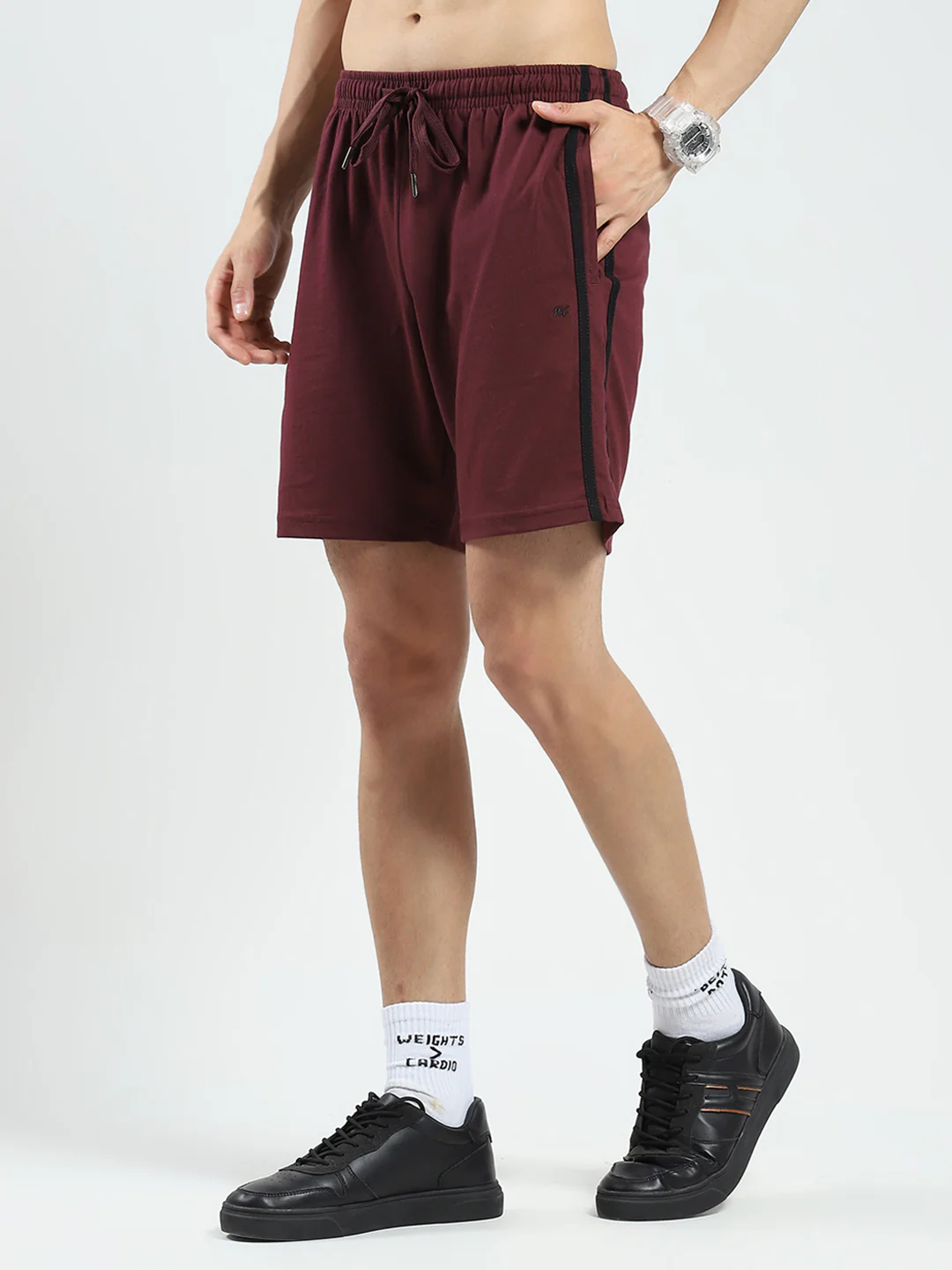 Men Maroon Solid Regular Fit Bermuda - Image 3