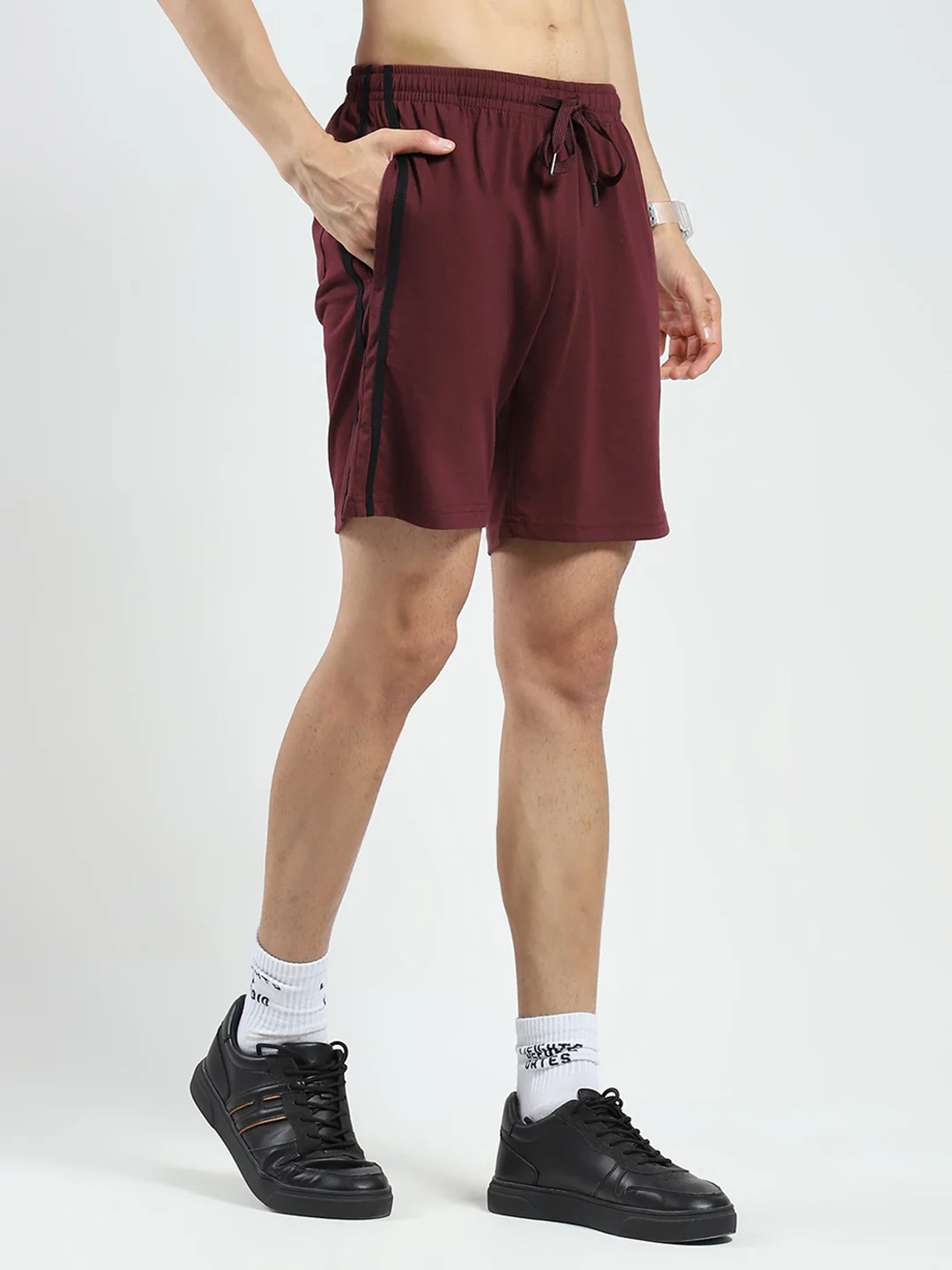 Men Maroon Solid Regular Fit Bermuda - Image 4