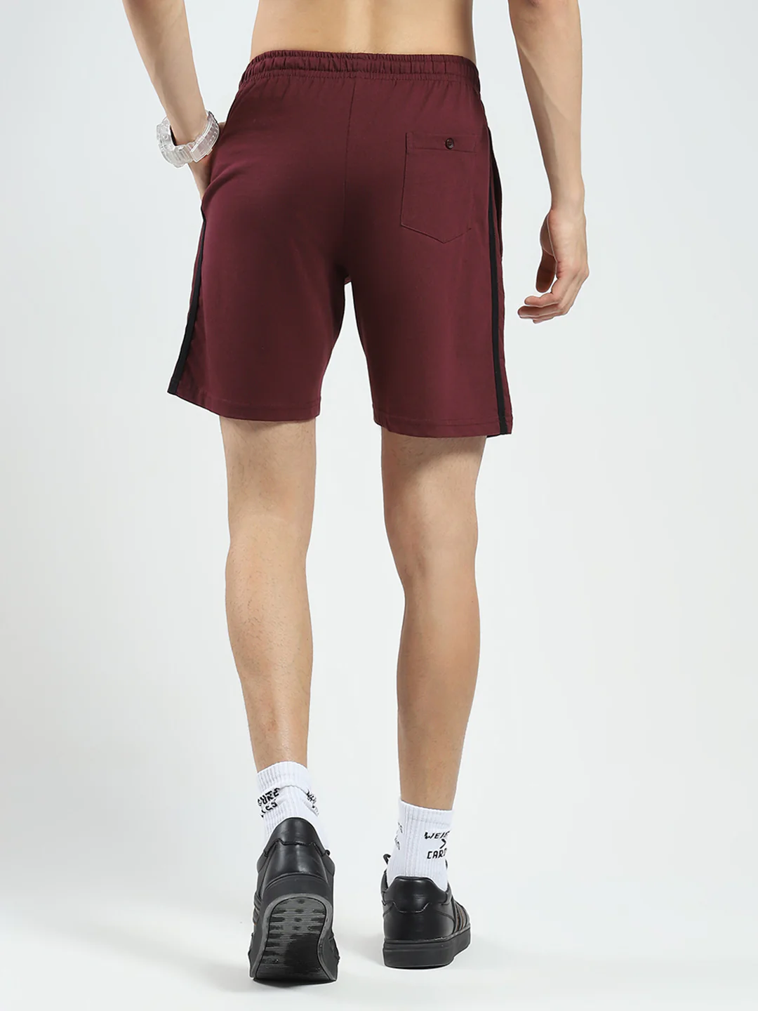 Men Maroon Solid Regular Fit Bermuda - Image 5