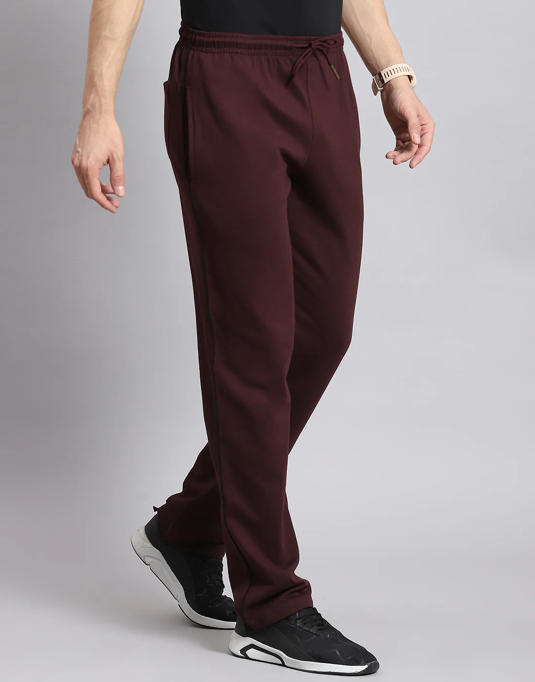 Men Maroon Solid Regular Fit Winter Lower - Image 4