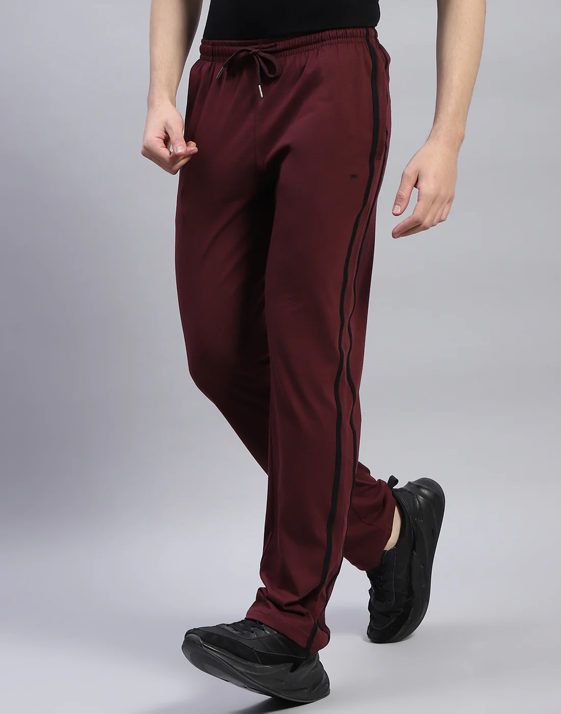Men Maroon Solid Regular Fit Lower - Image 3