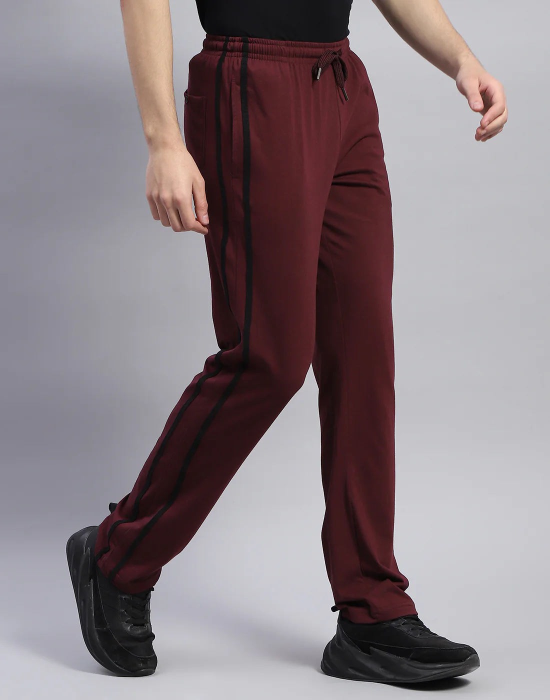 Men Maroon Solid Regular Fit Lower - Image 4
