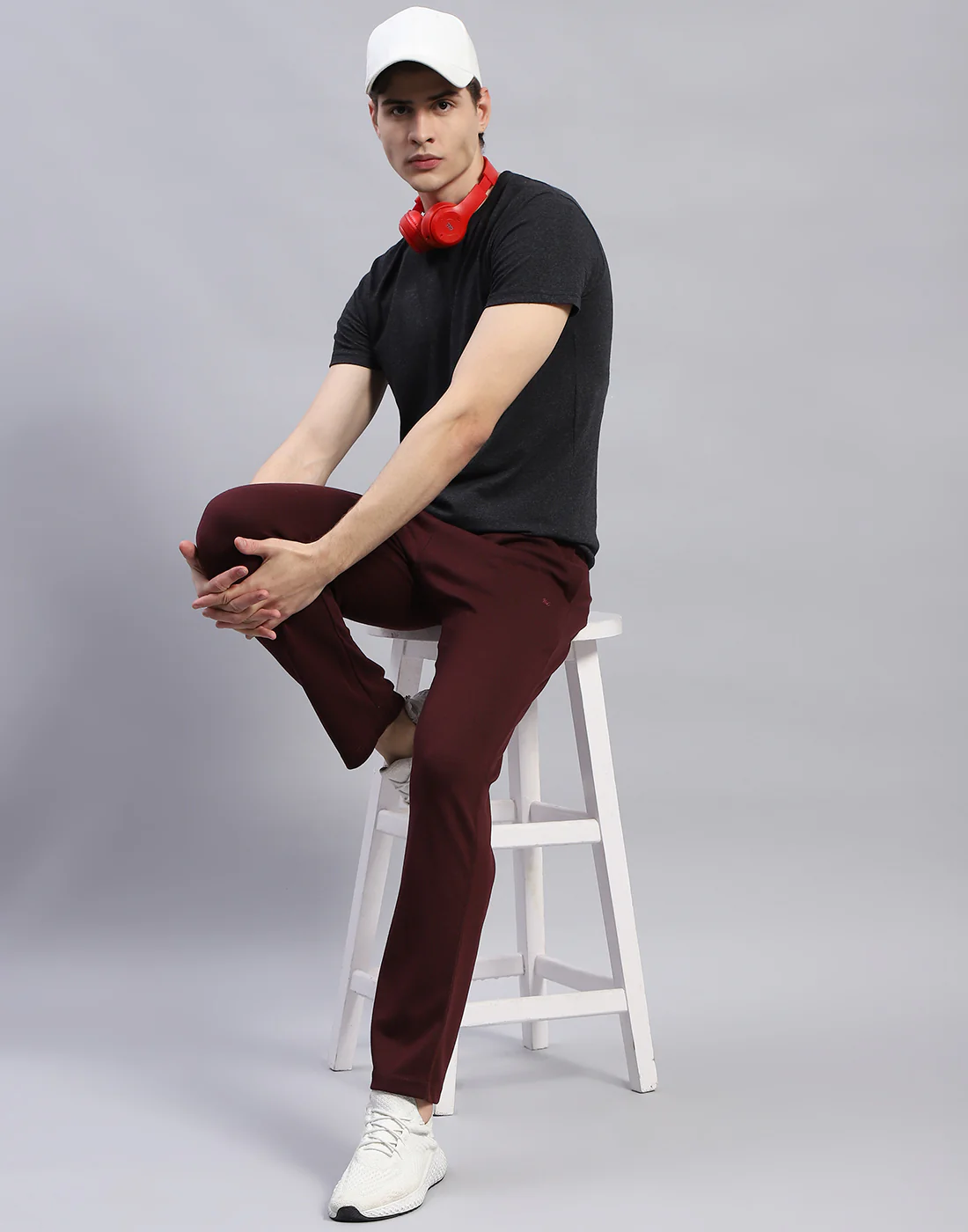 Men Maroon Solid Regular Fit Lower - Image 2