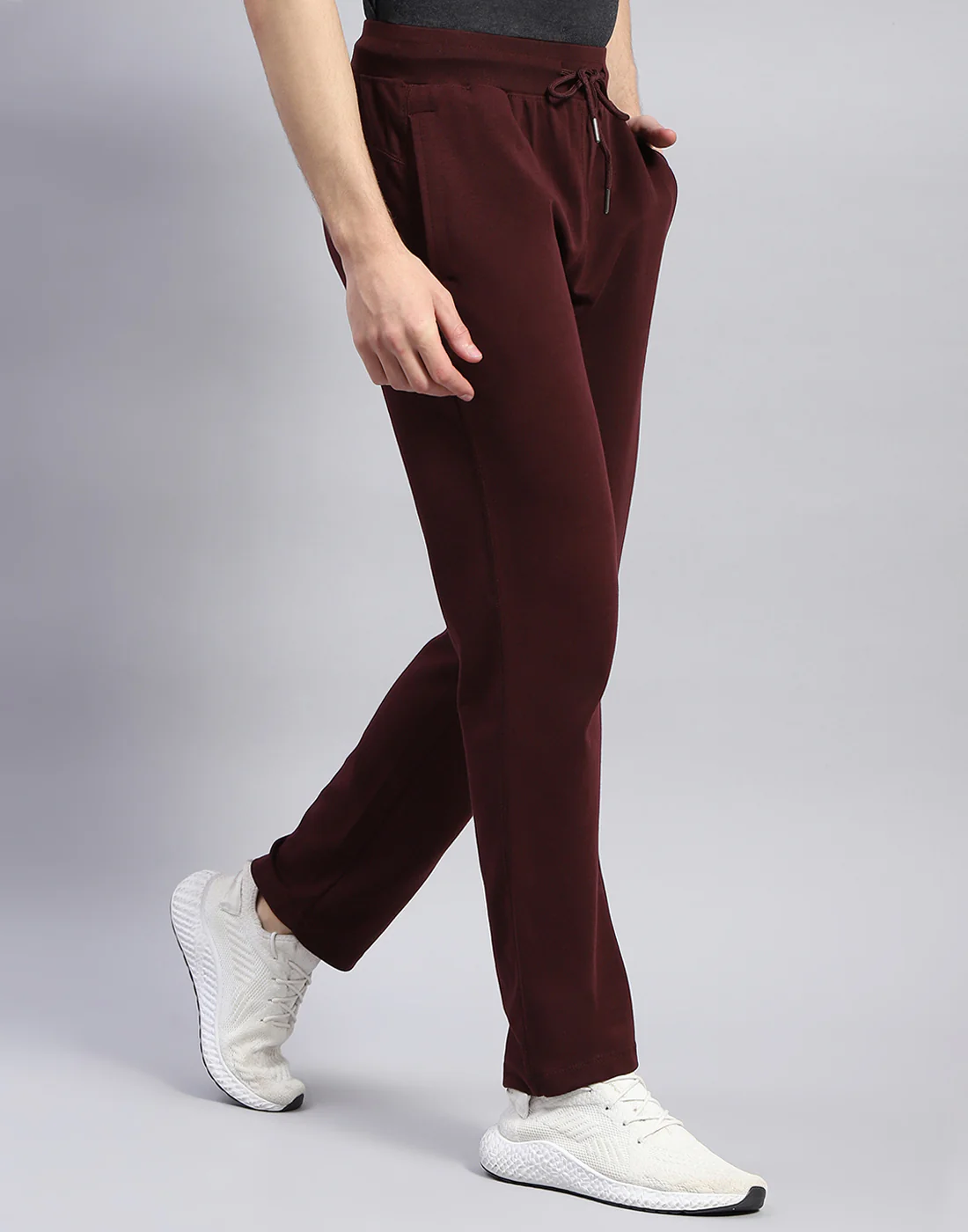 Men Maroon Solid Regular Fit Lower - Image 4