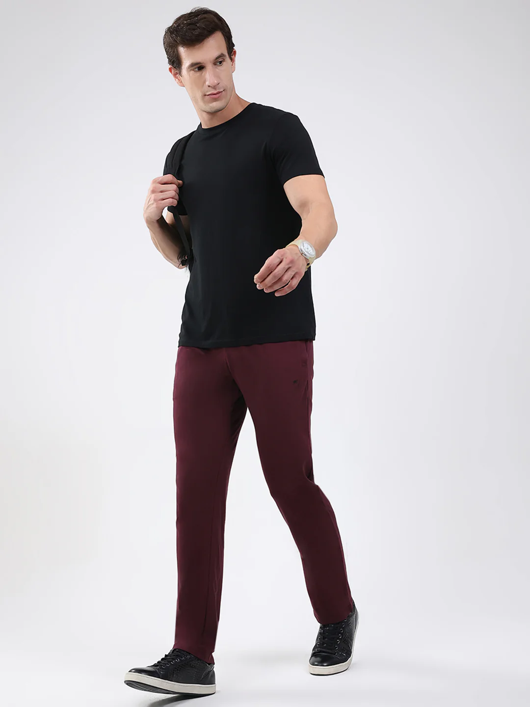 Men Maroon Solid Regular Fit Lower - Image 2