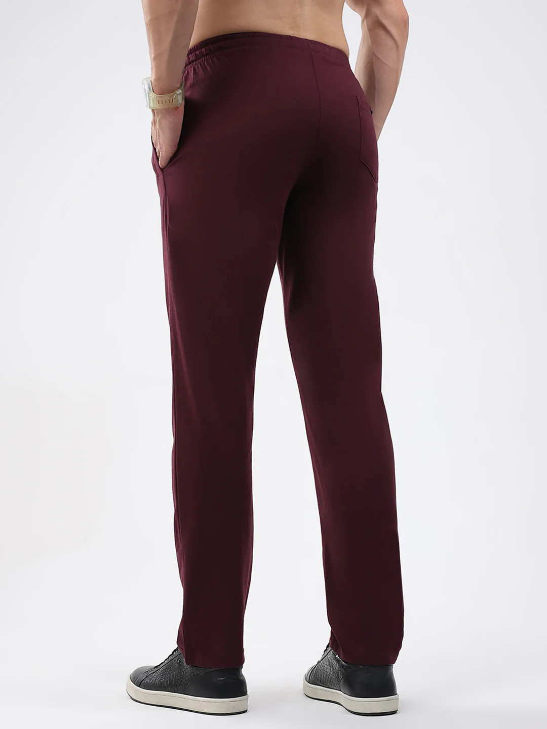 Men Maroon Solid Regular Fit Lower - Image 5
