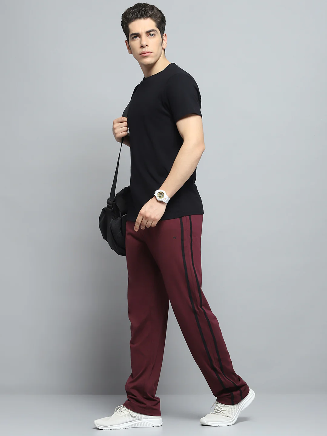 Men Maroon Solid Regular Fit Lower - Image 2
