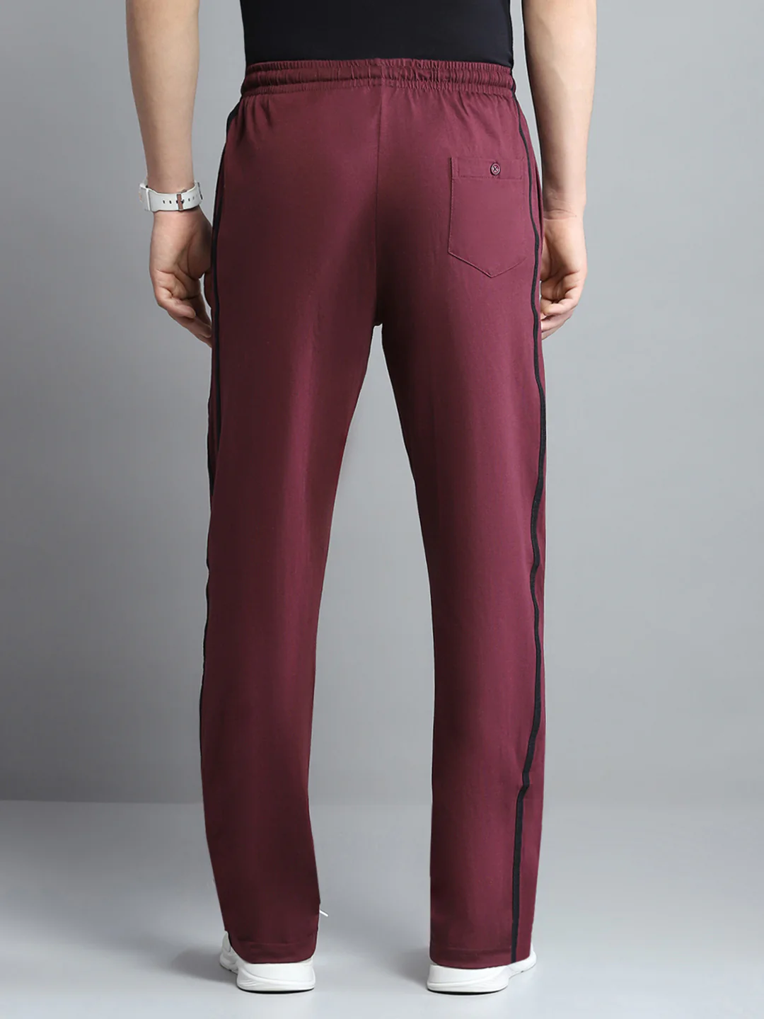 Men Maroon Solid Regular Fit Lower - Image 5
