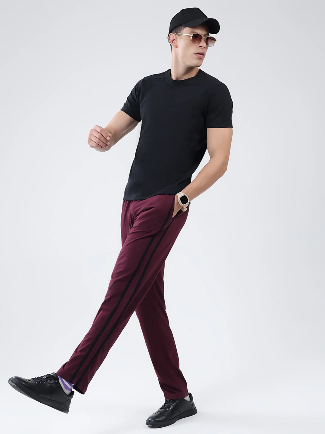 Men Maroon Solid Regular Fit Lower - Image 2