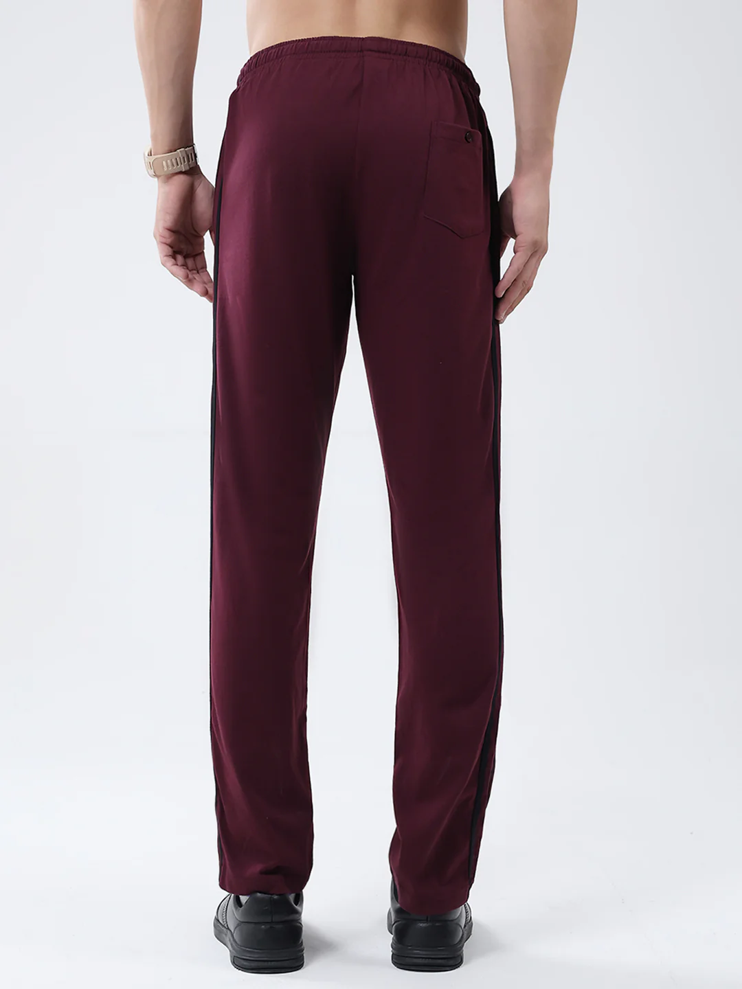 Men Maroon Solid Regular Fit Lower - Image 5