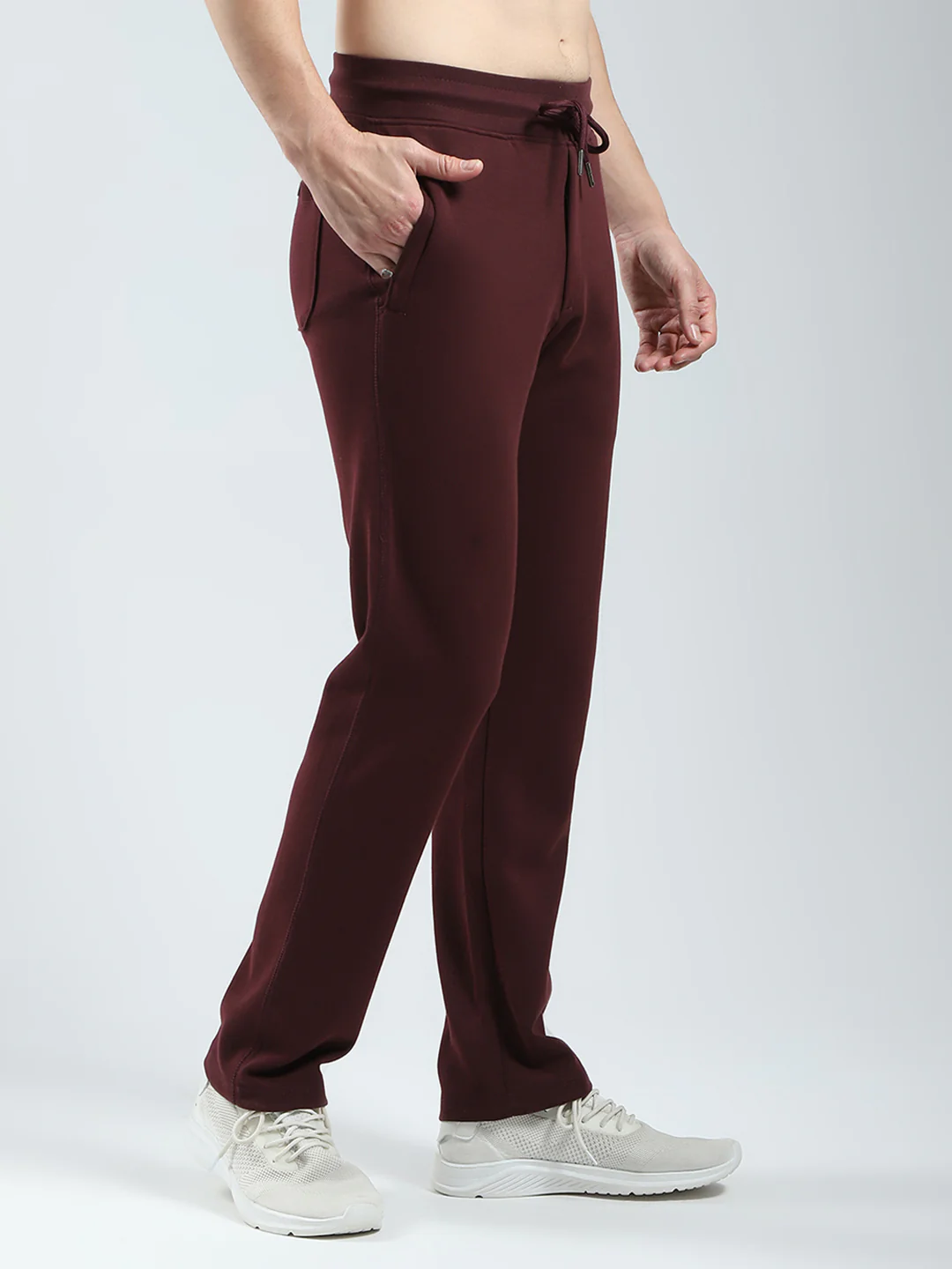 Men Maroon Solid Regular Fit Lower - Image 4