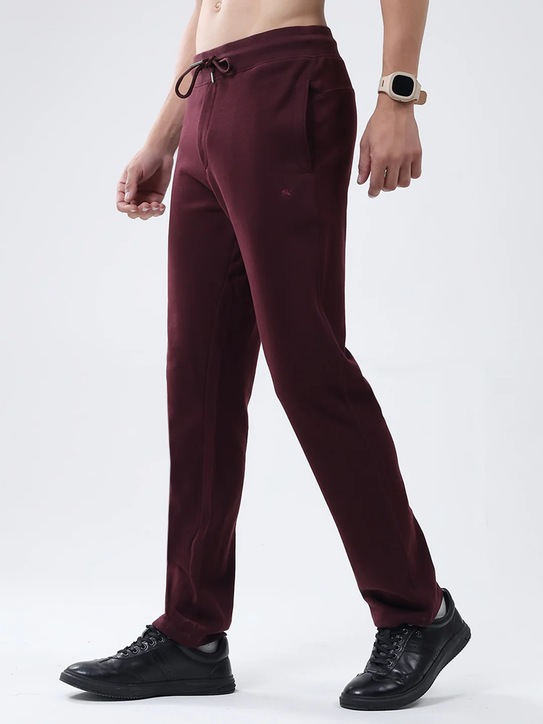 Men Maroon Solid Regular Fit Lower - Image 3