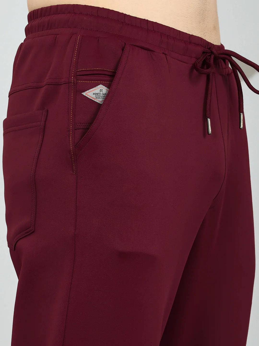 Men Maroon Solid Regular Fit Lower - Image 4